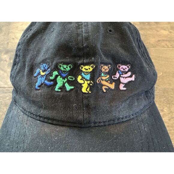 Grateful Dead Mens Black Dancing Bears Classic Rock Adjustable Strapback Hat Cap - Picture 3 of 9
